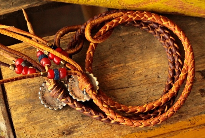 ハンドメイド 革ブレスレット ペア