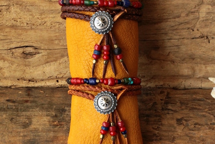 ハンドメイド 革ブレスレット ペア