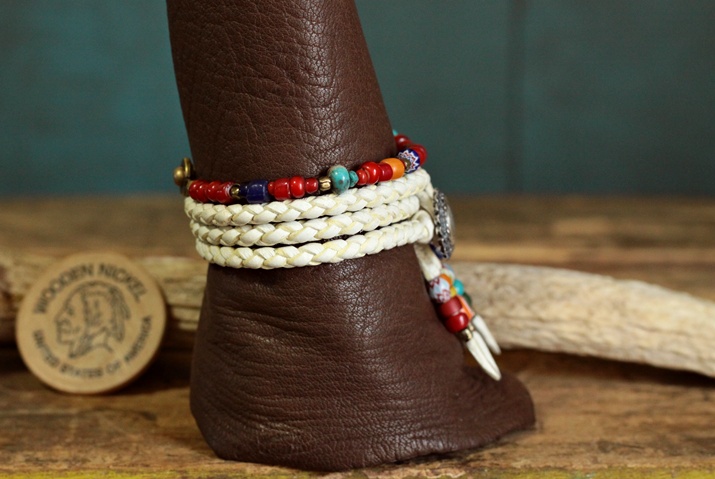 鹿革ブレスレット×ビーズブレスレット オーダー