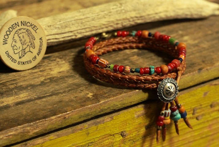 アンクレット 鹿革×コンチョ×ビーズ 5